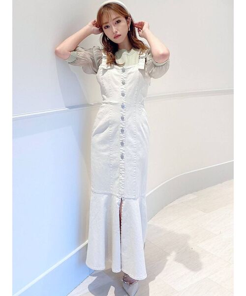 RESEXXY（リゼクシー）の「フロントボタンマーメイドジャンスカ（ジャンパースカート・レディース・ブラック/インディゴブルー/アイボリー・FREE）」の6枚目の写真