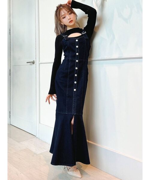 RESEXXY（リゼクシー）の「フロントボタンマーメイドジャンスカ（ジャンパースカート・レディース・ブラック/インディゴブルー/アイボリー・FREE）」の10枚目の写真