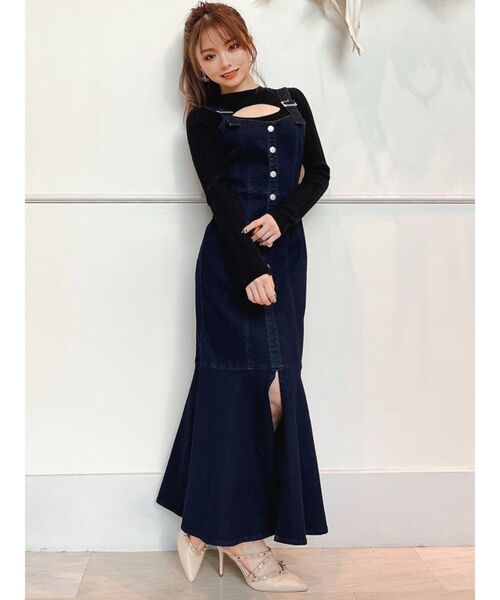 RESEXXY（リゼクシー）の「フロントボタンマーメイドジャンスカ（ジャンパースカート・レディース・ブラック/インディゴブルー/アイボリー・FREE）」の12枚目の写真