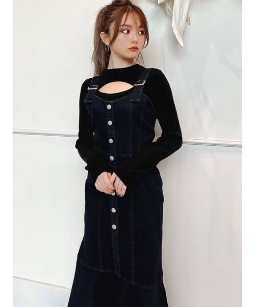 RESEXXY（リゼクシー）の「フロントボタンマーメイドジャンスカ（ジャンパースカート・レディース・ブラック/インディゴブルー/アイボリー・FREE）」の13枚目の写真