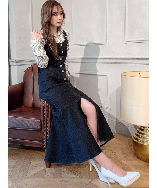 RESEXXY（リゼクシー）の「フロントボタンマーメイドジャンスカ（ジャンパースカート・レディース・ブラック/インディゴブルー/アイボリー・FREE）」の15枚目の写真