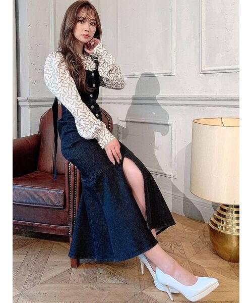 RESEXXY（リゼクシー）の「フロントボタンマーメイドジャンスカ（ジャンパースカート・レディース・ブラック/インディゴブルー/アイボリー・FREE）」の16枚目の写真