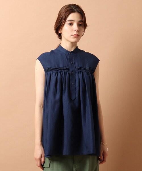 Scye(サイ)の「◆SCYE(サイ)TUCKED Sleeveless Shirt(シャツ/ブラウス・レディース・ネイビー・00)」の6枚目の写真