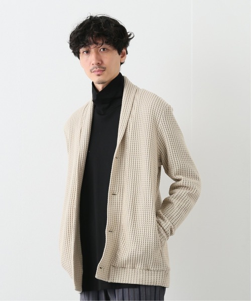 SEAGREEN（シーグリーン）の「【Seagreen / シーグリーン】オニワッフルショールカーデ（カーディガン/ボレロ・メンズ・ベージュ/ブラウン/ブルー/グレー・X-LARGE/LARGE/MEDIUM）」の3枚目の写真