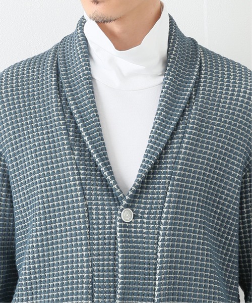 SEAGREEN（シーグリーン）の「【Seagreen / シーグリーン】オニワッフルショールカーデ（カーディガン/ボレロ・メンズ・ベージュ/ブラウン/ブルー/グレー・X-LARGE/LARGE/MEDIUM）」の9枚目の写真
