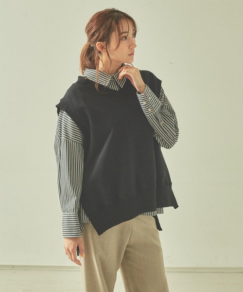 JILKY(ジルキー)の「【JILKY】スウェットベスト(Tシャツ/カットソー・レディース・アイボリー/ブラック/グレー・フリー)」の2枚目の写真