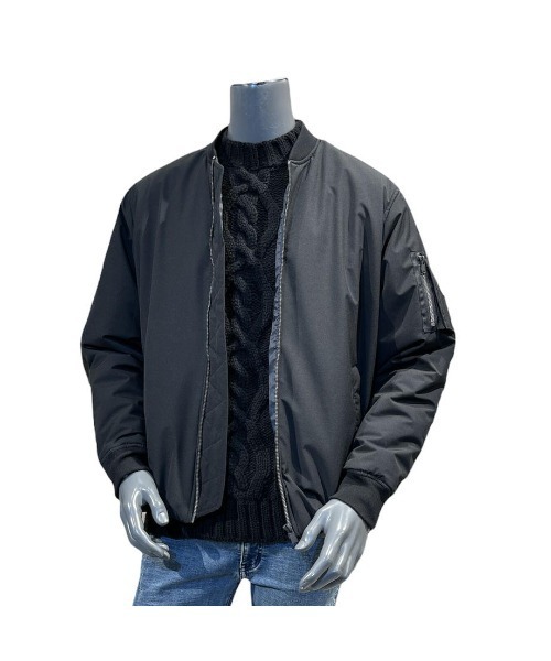 291295＝HOMME（ニーキューイチニーキューゴーオム）の「【291295=HOMME】平織りクロス 裏ラミネート加工 MA-1タイプ ブルゾン（MA-1・メンズ・ブラック/カーキ/ベージュ・4/3/2）」の22枚目の写真