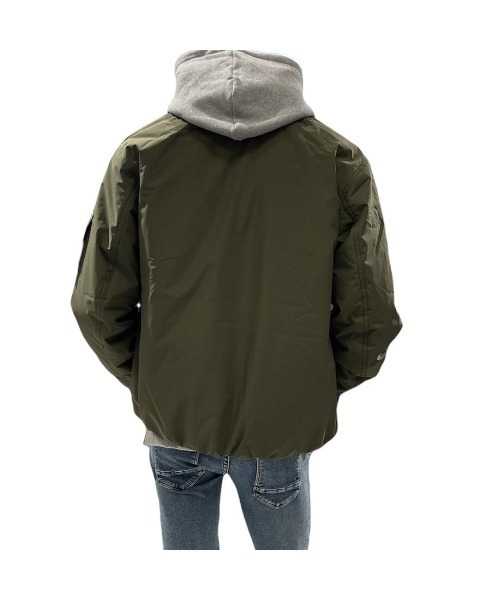 291295＝HOMME（ニーキューイチニーキューゴーオム）の「【291295=HOMME】平織りクロス 裏ラミネート加工 MA-1タイプ ブルゾン（MA-1・メンズ・ブラック/カーキ/ベージュ・4/3/2）」の16枚目の写真