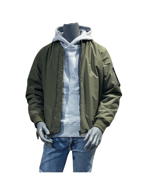 291295＝HOMME（ニーキューイチニーキューゴーオム）の「【291295=HOMME】平織りクロス 裏ラミネート加工 MA-1タイプ ブルゾン（MA-1・メンズ・ブラック/カーキ/ベージュ・4/3/2）」の14枚目の写真