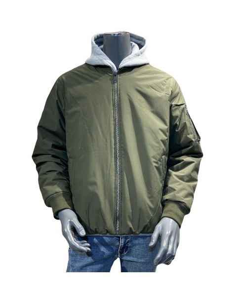 291295＝HOMME（ニーキューイチニーキューゴーオム）の「【291295=HOMME】平織りクロス 裏ラミネート加工 MA-1タイプ ブルゾン（MA-1・メンズ・ブラック/カーキ/ベージュ・4/3/2）」の15枚目の写真