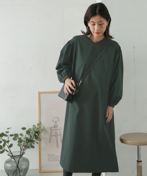 URBAN RESEARCH DOORS(アーバンリサーチドアーズ)の「ギャザースリーブAラインワンピース(ワンピース・レディース・ブラック/ネイビー/グリーン・ONE)」の20枚目の写真
