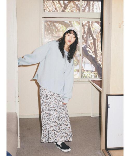 earth music&ecology（アースミュージックアンドエコロジー）の「切り替えフレアスカート（フラワー）*（スカート・レディース・ベージュ/サックスブルー・FREE）」の21枚目の写真