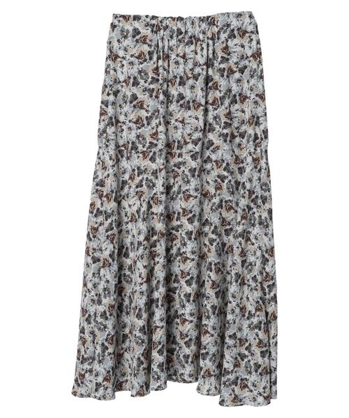 earth music&ecology（アースミュージックアンドエコロジー）の「切り替えフレアスカート（フラワー）*（スカート・レディース・ベージュ/サックスブルー・FREE）」の19枚目の写真