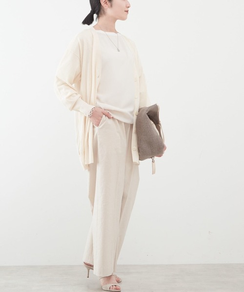 Liesse（リエス）の「ボートネック布帛コンビプルオーバー（ニット/セーター・レディース・オフホワイト/グレイッシュベージュ/イエロー・FREE）」の18枚目の写真