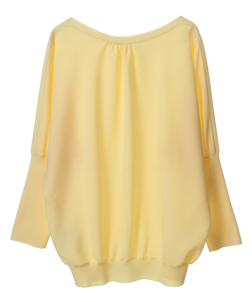 Liesse（リエス）の「ボートネック布帛コンビプルオーバー（ニット/セーター・レディース・オフホワイト/グレイッシュベージュ/イエロー・FREE）」の19枚目の写真