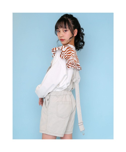 ZIDDY（ジディ）の「ZIDDY/ツイル ショートパンツ サロペット (130~160cm)（サロペット/オーバーオール・キッズ・グリーン/グレー・130/150/160/140）」の19枚目の写真