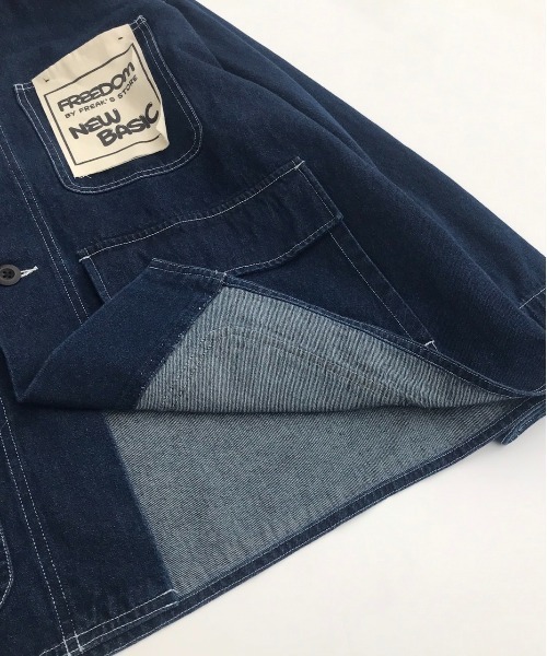 FREAK'S STORE（フリークスストア）の「ﾊﾞｲﾏﾃﾘｱﾙｶﾊﾞｰｵｰﾙ（カバーオール・メンズ・インディゴブルー/オフホワイト/キャメル・MEDIUM/LARGE）」の15枚目の写真