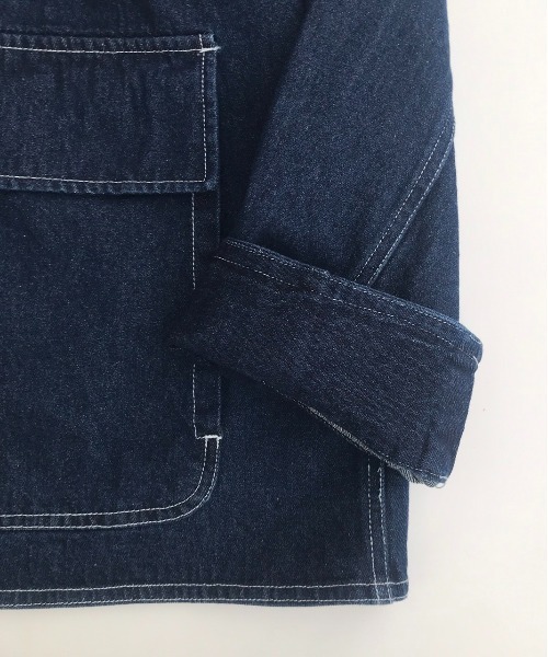 FREAK'S STORE（フリークスストア）の「ﾊﾞｲﾏﾃﾘｱﾙｶﾊﾞｰｵｰﾙ（カバーオール・メンズ・インディゴブルー/オフホワイト/キャメル・MEDIUM/LARGE）」の16枚目の写真