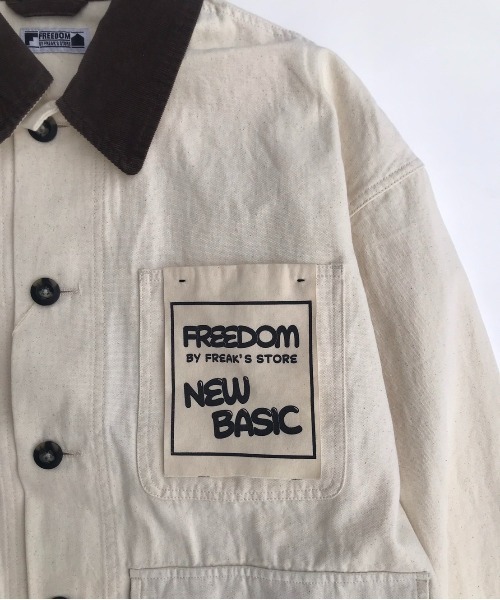 FREAK'S STORE（フリークスストア）の「ﾊﾞｲﾏﾃﾘｱﾙｶﾊﾞｰｵｰﾙ（カバーオール・メンズ・インディゴブルー/オフホワイト/キャメル・MEDIUM/LARGE）」の4枚目の写真