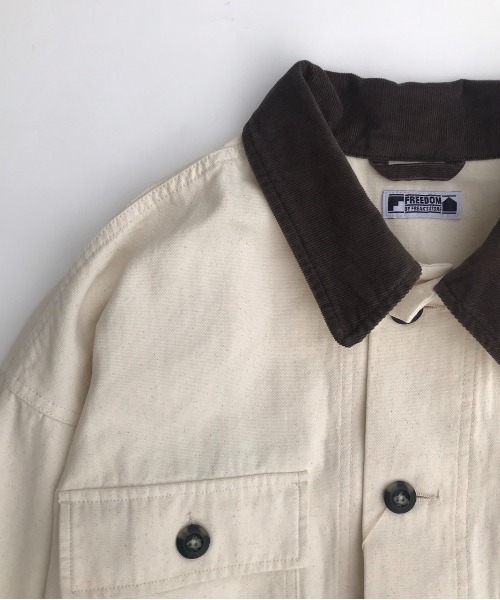 FREAK'S STORE（フリークスストア）の「ﾊﾞｲﾏﾃﾘｱﾙｶﾊﾞｰｵｰﾙ（カバーオール・メンズ・インディゴブルー/オフホワイト/キャメル・MEDIUM/LARGE）」の6枚目の写真