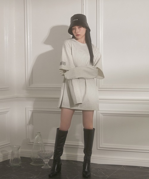 ANDGEEBEE（アンジービー）の「UNISEX レイヤードスリーブロンT（Tシャツ/カットソー・レディース・オートミール/ブラック・MEDIUM）」の10枚目の写真