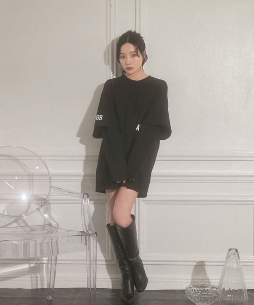 ANDGEEBEE（アンジービー）の「UNISEX レイヤードスリーブロンT（Tシャツ/カットソー・レディース・オートミール/ブラック・MEDIUM）」の17枚目の写真