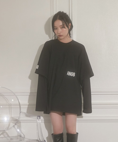ANDGEEBEE（アンジービー）の「UNISEX レイヤードスリーブロンT（Tシャツ/カットソー・レディース・オートミール/ブラック・MEDIUM）」の19枚目の写真