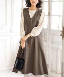 BELLUNA | ドレープ素材美人顔ジャンパードレス(ジャンパースカート)