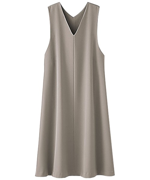 BELLUNA（ベルーナ）の「ドレープ素材美人顔ジャンパードレス（ジャンパースカート・レディース・モカ/グレイッシュベージュ/ブラック・LARGE/X-LARGE/MEDIUM）」の5枚目の写真