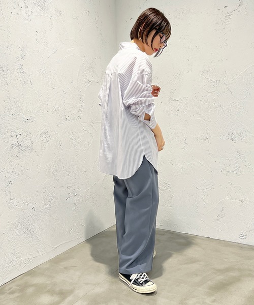 apres jour mignon（アプレジュールミニョン）の「ストライプルーズシャツ【ZOZOTOWN限定アイテム】（シャツ/ブラウス・レディース・ネイビー/パープル/ライトグレー/ライトピンク/ピンク・フリー/X-LARGE）」の10枚目の写真