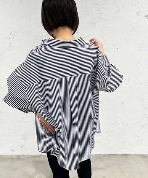 apres jour mignon（アプレジュールミニョン）の「ストライプルーズシャツ【ZOZOTOWN限定アイテム】（シャツ/ブラウス・レディース・ネイビー/パープル/ライトグレー/ライトピンク/ピンク・フリー/X-LARGE）」の13枚目の写真