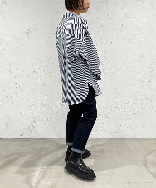 apres jour mignon（アプレジュールミニョン）の「ストライプルーズシャツ【ZOZOTOWN限定アイテム】（シャツ/ブラウス・レディース・ネイビー/パープル/ライトグレー/ライトピンク/ピンク・フリー/X-LARGE）」の15枚目の写真