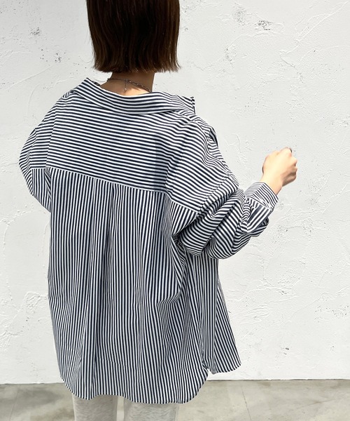 apres jour mignon（アプレジュールミニョン）の「ストライプルーズシャツ【ZOZOTOWN限定アイテム】（シャツ/ブラウス・レディース・ネイビー/パープル/ライトグレー/ライトピンク/ピンク・フリー/X-LARGE）」の17枚目の写真