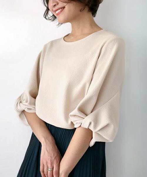 Ehre style(エーレスタイル)の「上品を創るつぼみ袖トップス(Tシャツ/カットソー・レディース・ホワイト/ブラック/ベージュ/ブルー・FREE)」の1枚目の写真