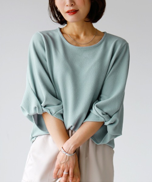 Ehre style(エーレスタイル)の「上品を創るつぼみ袖トップス(Tシャツ/カットソー・レディース・ホワイト/ブラック/ベージュ/ブルー・FREE)」の4枚目の写真