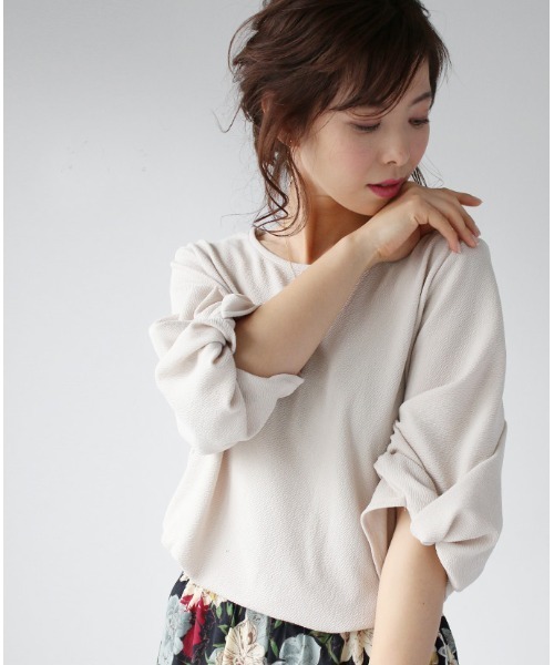 Ehre style(エーレスタイル)の「上品を創るつぼみ袖トップス(Tシャツ/カットソー・レディース・ホワイト/ブラック/ベージュ/ブルー・FREE)」の8枚目の写真
