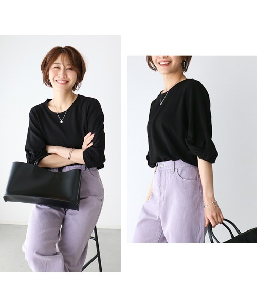 Ehre style(エーレスタイル)の「上品を創るつぼみ袖トップス(Tシャツ/カットソー・レディース・ホワイト/ブラック/ベージュ/ブルー・FREE)」の21枚目の写真