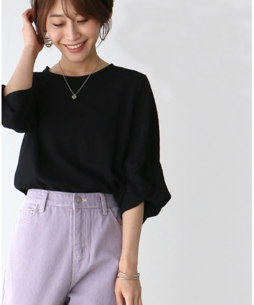 Ehre style(エーレスタイル)の「上品を創るつぼみ袖トップス(Tシャツ/カットソー・レディース・ホワイト/ブラック/ベージュ/ブルー・FREE)」の19枚目の写真