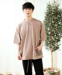 TopIsm | 【2022】ワイドシルエット 配色切替 ５分袖カットソーー(Tシャツ/カットソー)