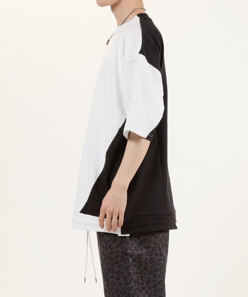 TopIsm（トップイズム）の「【2022】ワイドシルエット 配色切替 ５分袖カットソーー（Tシャツ/カットソー・メンズ・ホワイト/ベージュ/パープル・M/L）」の12枚目の写真