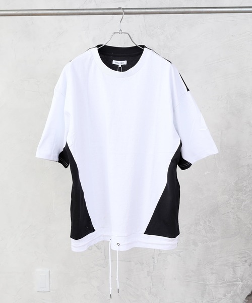 TopIsm（トップイズム）の「【2022】ワイドシルエット 配色切替 ５分袖カットソーー（Tシャツ/カットソー・メンズ・ホワイト/ベージュ/パープル・M/L）」の10枚目の写真