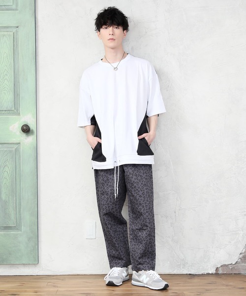 TopIsm（トップイズム）の「【2022】ワイドシルエット 配色切替 ５分袖カットソーー（Tシャツ/カットソー・メンズ・ホワイト/ベージュ/パープル・M/L）」の8枚目の写真