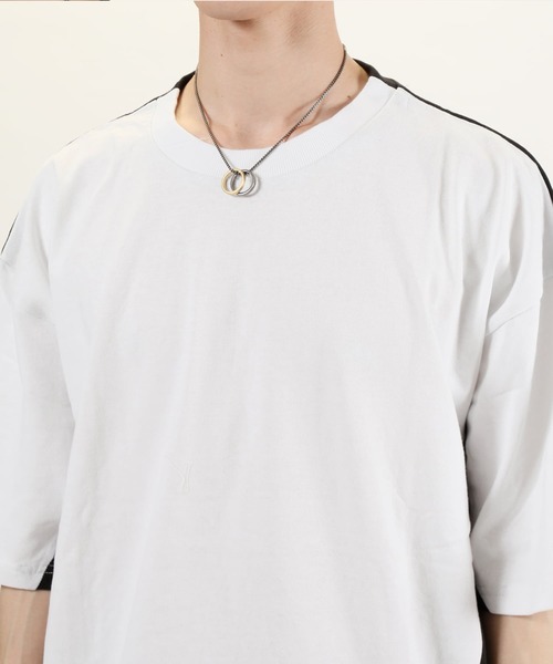 TopIsm（トップイズム）の「【2022】ワイドシルエット 配色切替 ５分袖カットソーー（Tシャツ/カットソー・メンズ・ホワイト/ベージュ/パープル・M/L）」の17枚目の写真