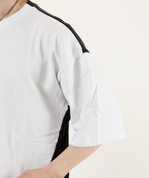 TopIsm（トップイズム）の「【2022】ワイドシルエット 配色切替 ５分袖カットソーー（Tシャツ/カットソー・メンズ・ホワイト/ベージュ/パープル・M/L）」の11枚目の写真