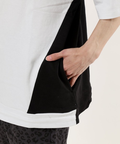 TopIsm（トップイズム）の「【2022】ワイドシルエット 配色切替 ５分袖カットソーー（Tシャツ/カットソー・メンズ・ホワイト/ベージュ/パープル・M/L）」の9枚目の写真