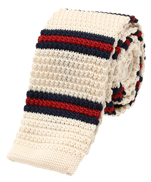 WEGO（ウィゴー）の「WEGO/ボーダーニットタイ（ネクタイ・メンズ・ホワイト/グリーン/ネイビー/ワイン・FREE）」の2枚目の写真