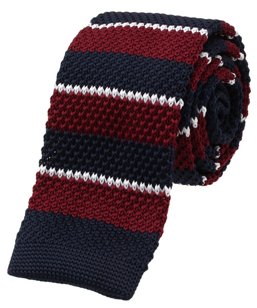 WEGO（ウィゴー）の「WEGO/ボーダーニットタイ（ネクタイ・メンズ・ホワイト/グリーン/ネイビー/ワイン・FREE）」の4枚目の写真