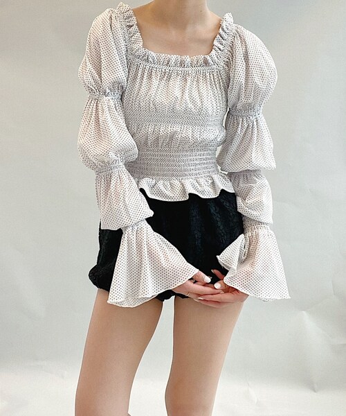 Charles Chaton（シャルルシャトン）の「シャーリングシアーブラウス（シャツ/ブラウス・レディース・ホワイト/パープル・FREE）」の3枚目の写真