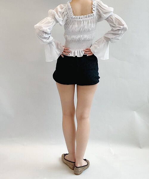 Charles Chaton（シャルルシャトン）の「シャーリングシアーブラウス（シャツ/ブラウス・レディース・ホワイト/パープル・FREE）」の4枚目の写真