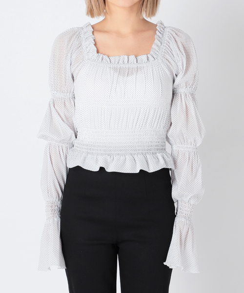 Charles Chaton（シャルルシャトン）の「シャーリングシアーブラウス（シャツ/ブラウス・レディース・ホワイト/パープル・FREE）」の8枚目の写真